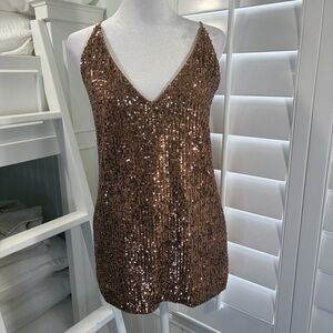 Gianni Bini Copper Sequin Tank Top